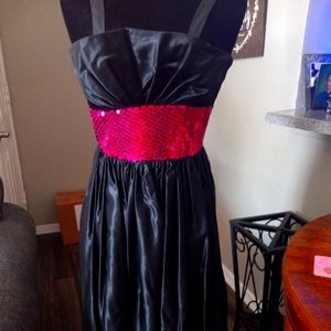 Gunne Sax black satin dress